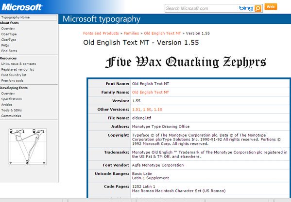 old english text mt font for mac